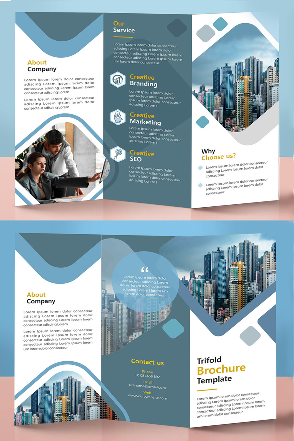 Trifold Brochure Template pinterest preview image.