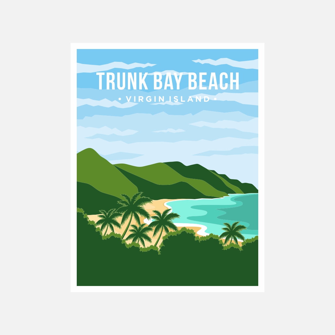 Trunk Bay Beach, Virgin Islands National Park poster vector illustration design – Only $8 preview image.