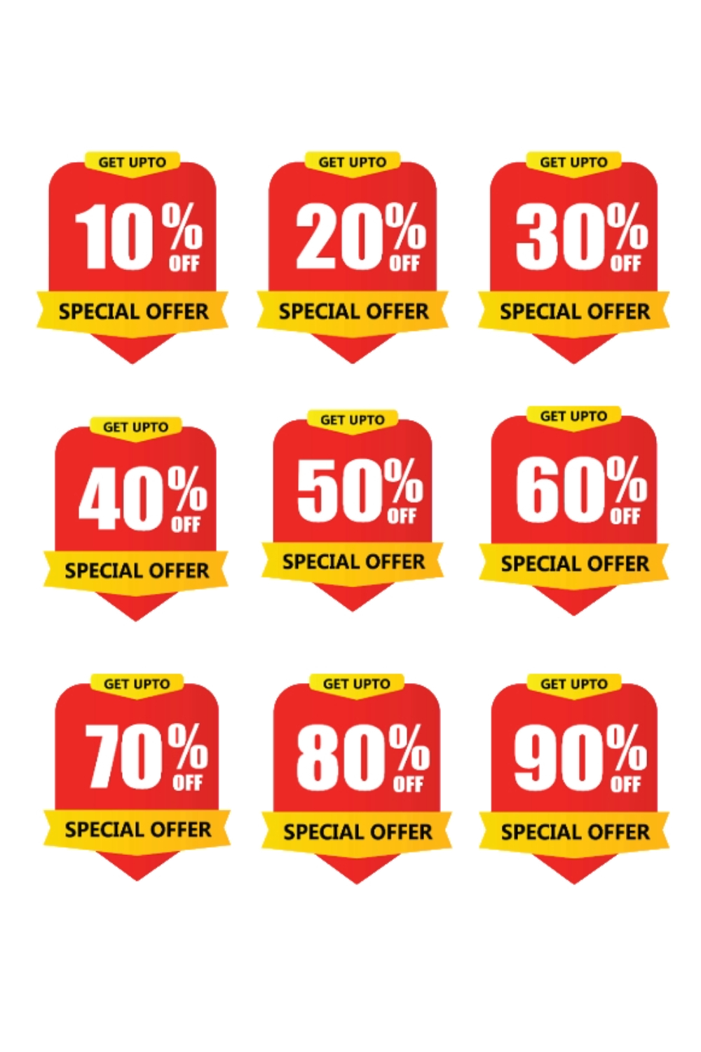 Special Offer Discount Badges Vector Set pinterest preview image.