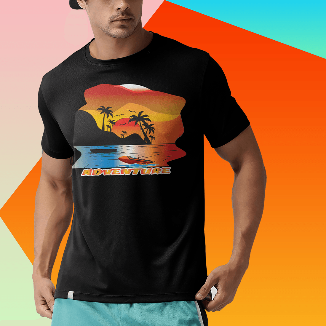 Sunset Sailboat Adventure Vintage T-Shirt cover image.