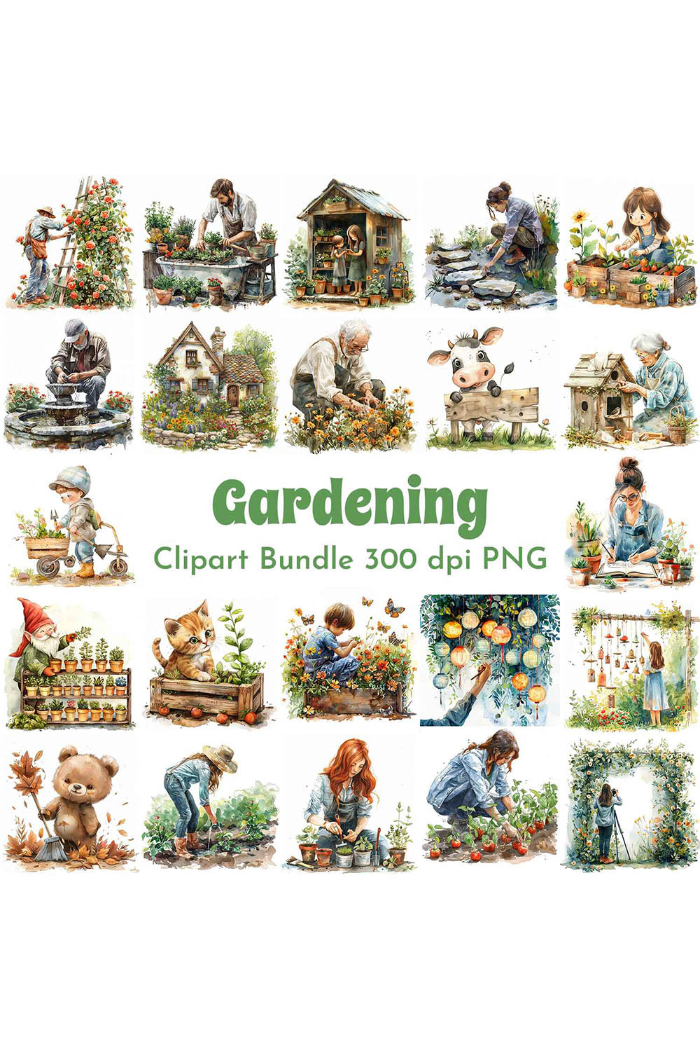 Gardening Clipart Bundle pinterest preview image.