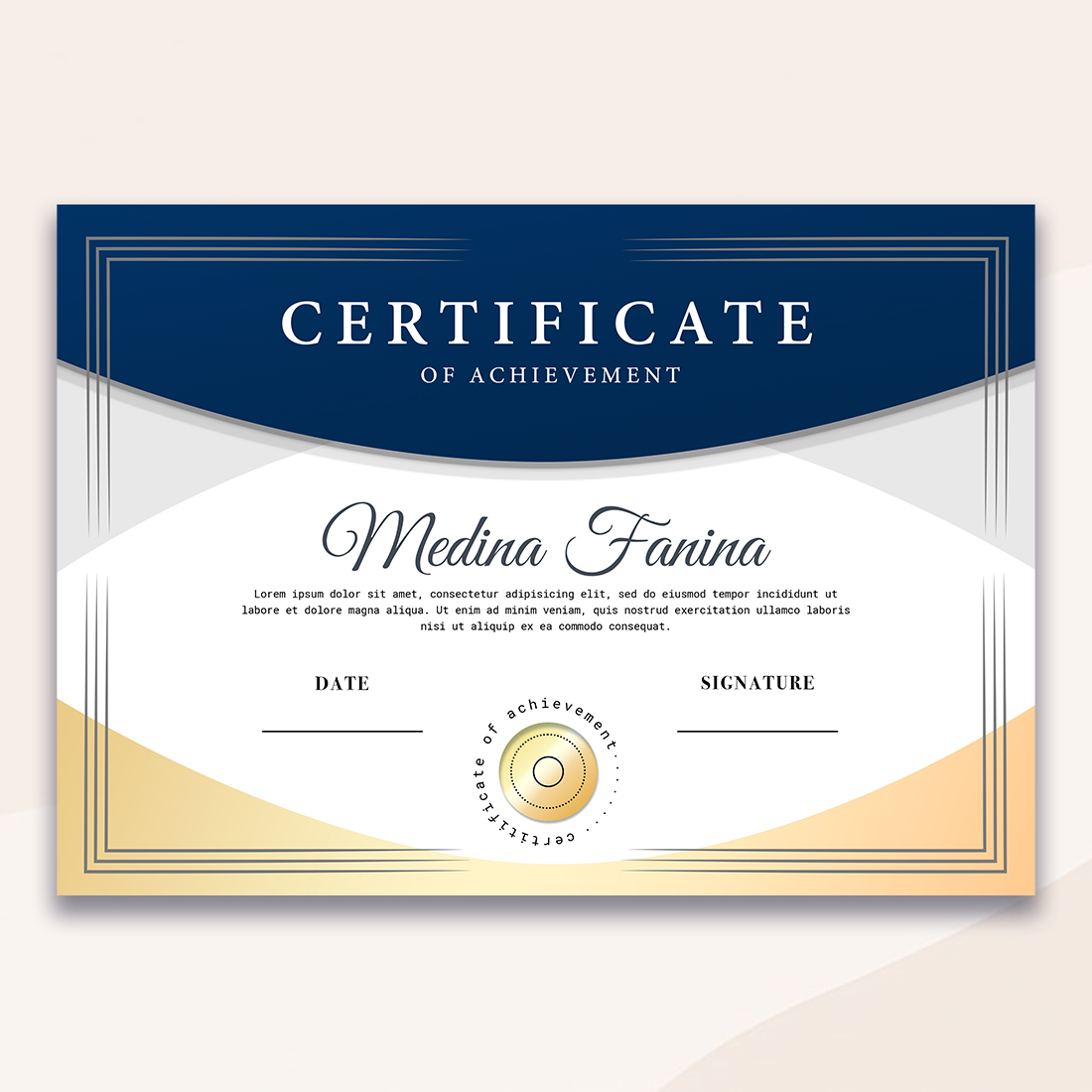 2 Elegant Certificate Template with golden details preview image.