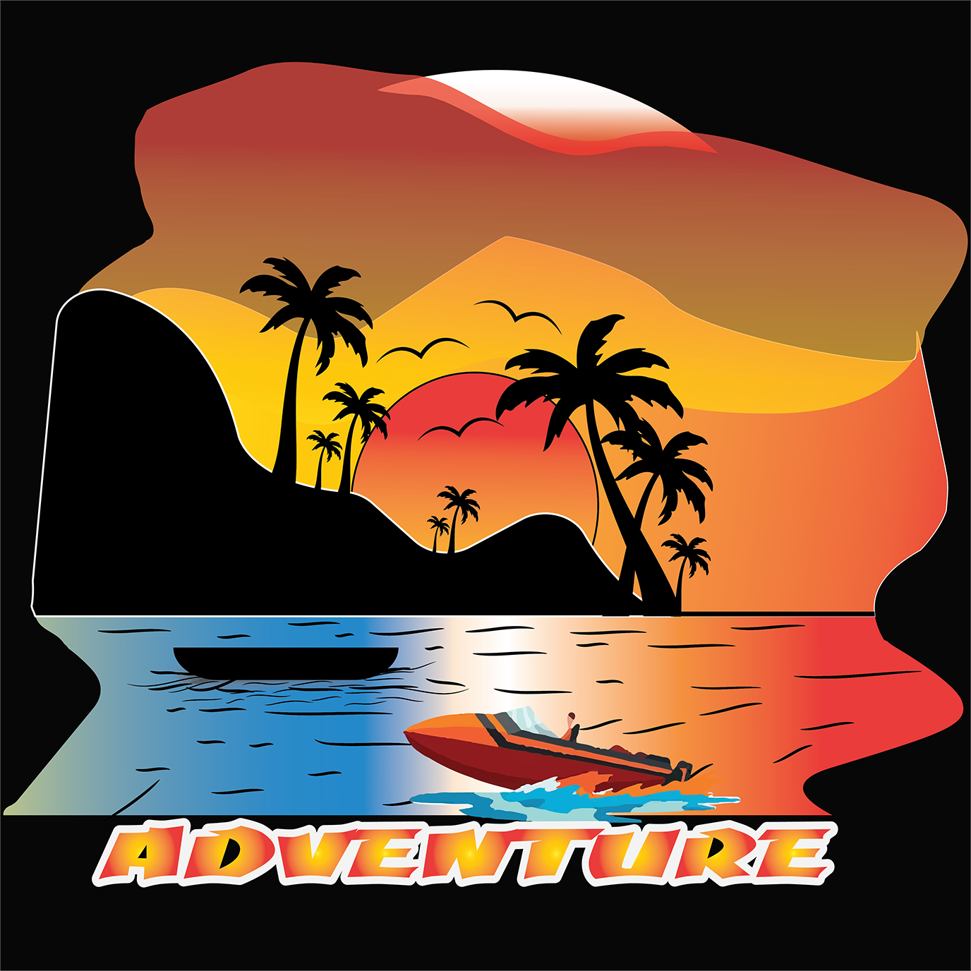 Sunset Sailboat Adventure Vintage T-Shirt preview image.