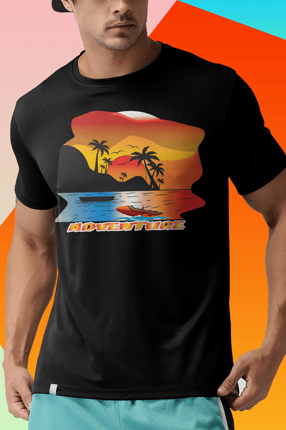 Sunset Sailboat Adventure Vintage T-Shirt pinterest preview image.