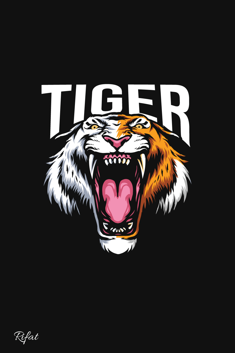 Fierce Tiger Head Vector File pinterest preview image.