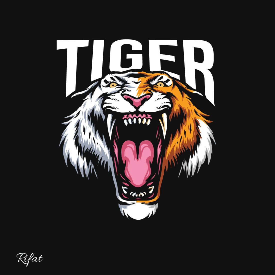 Fierce Tiger Head Vector File preview image.