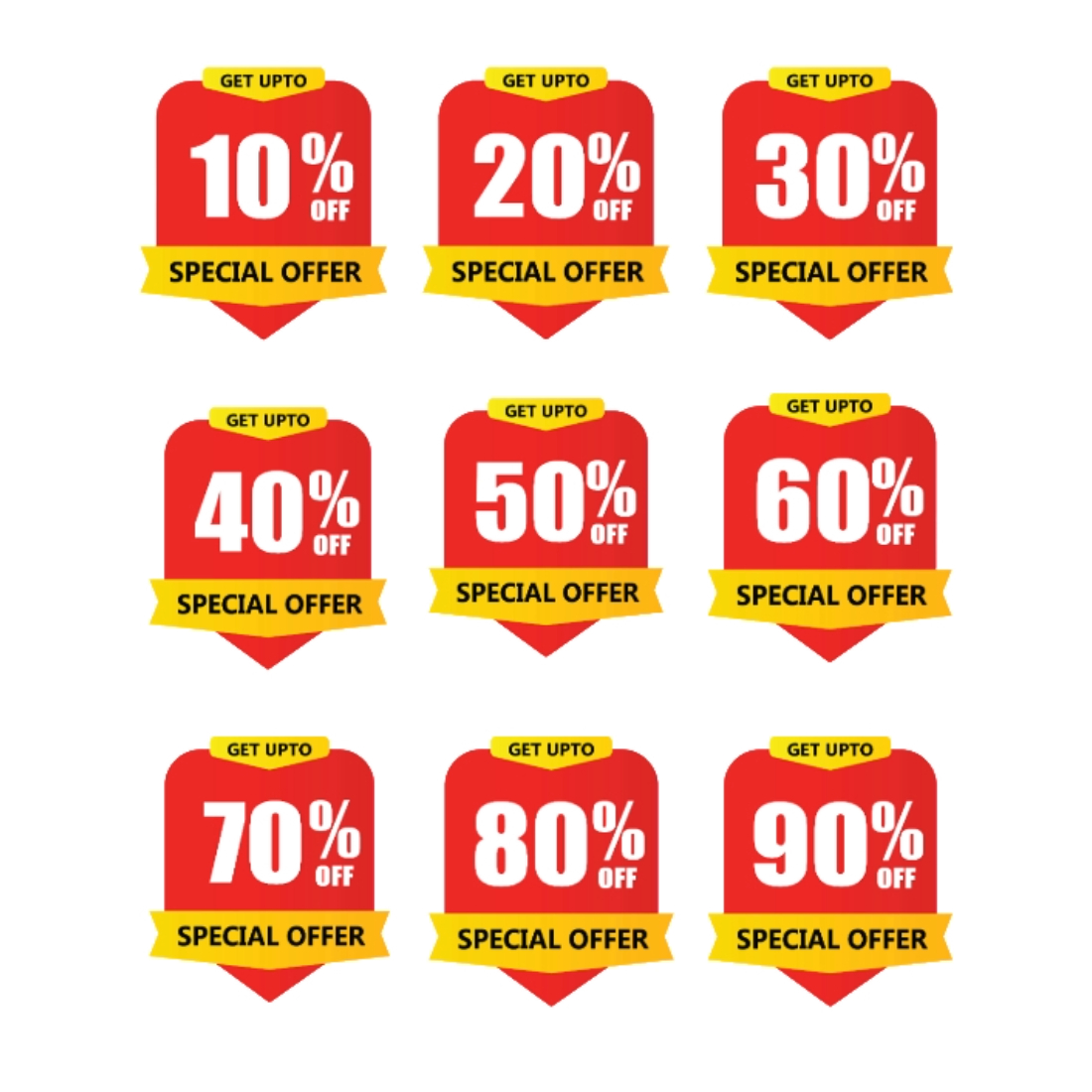 Special Offer Discount Badges Vector Set preview image.