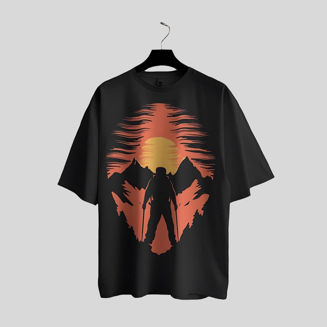 Sunset Mountain Hiker Graphic T-Shirt preview image.