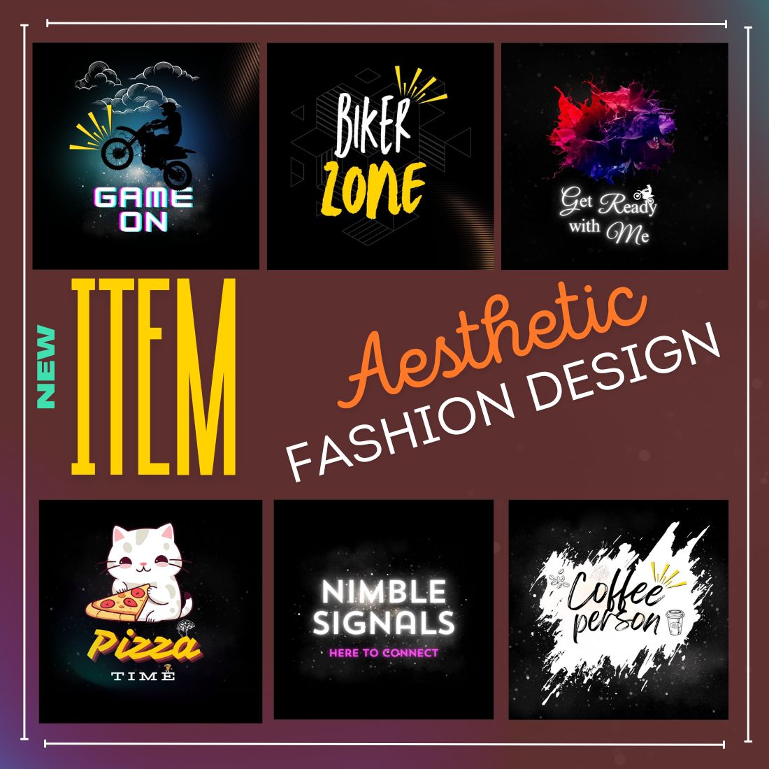 Aesthetic T-Shirt Designs Bundle (6 T-Shirts Designs) pinterest preview image.