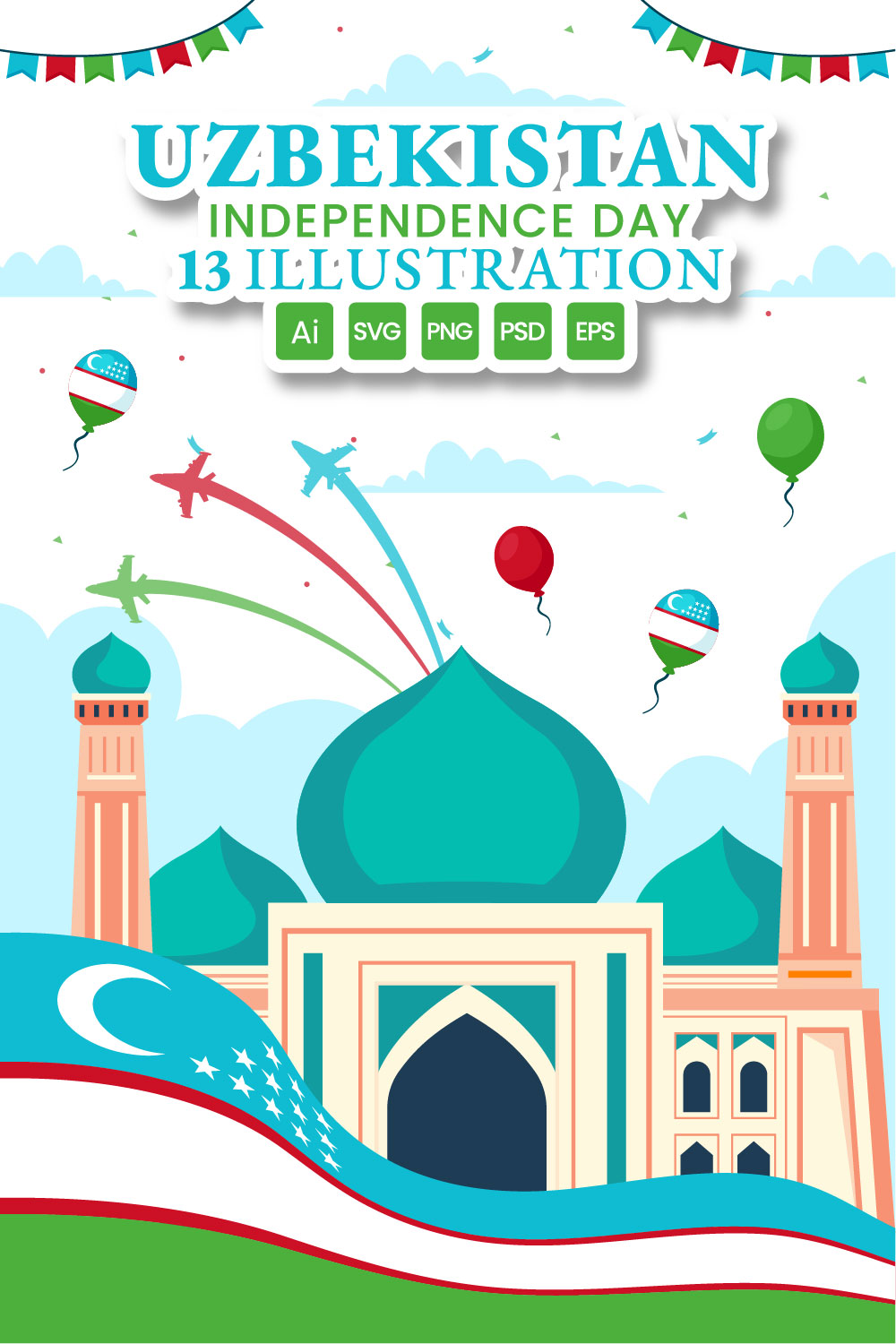 13 Uzbekistan Independence Day Illustration pinterest preview image.