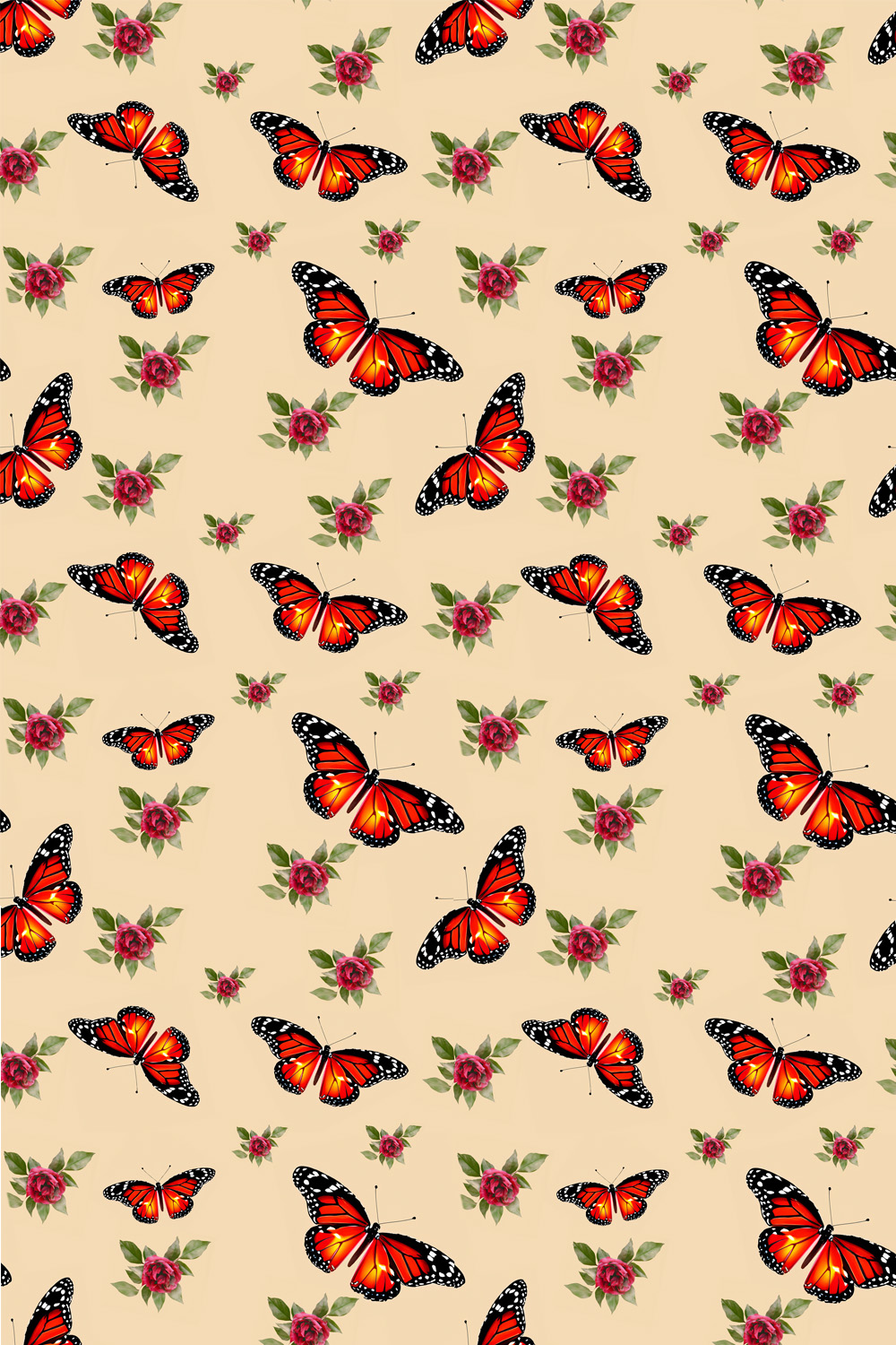 seamless pattern; vintage; butterfly and flowers; digital seamless pattern for multiple useage pinterest preview image.