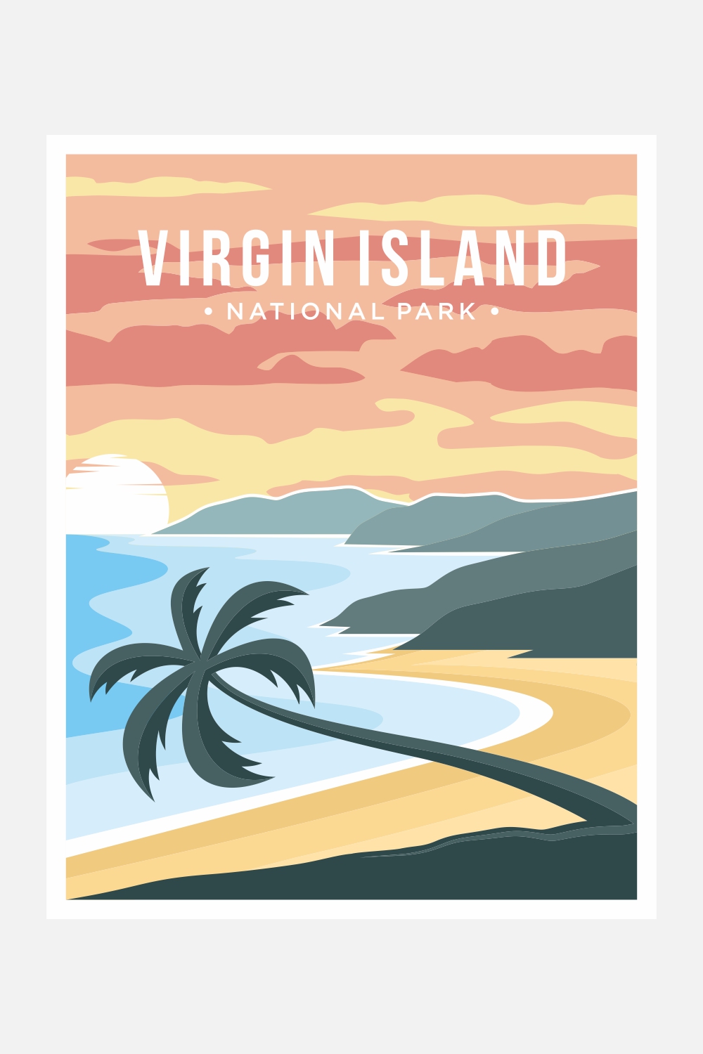 Virgin Islands National Park Poster Vector Illustration Design - Only $11 pinterest preview image.