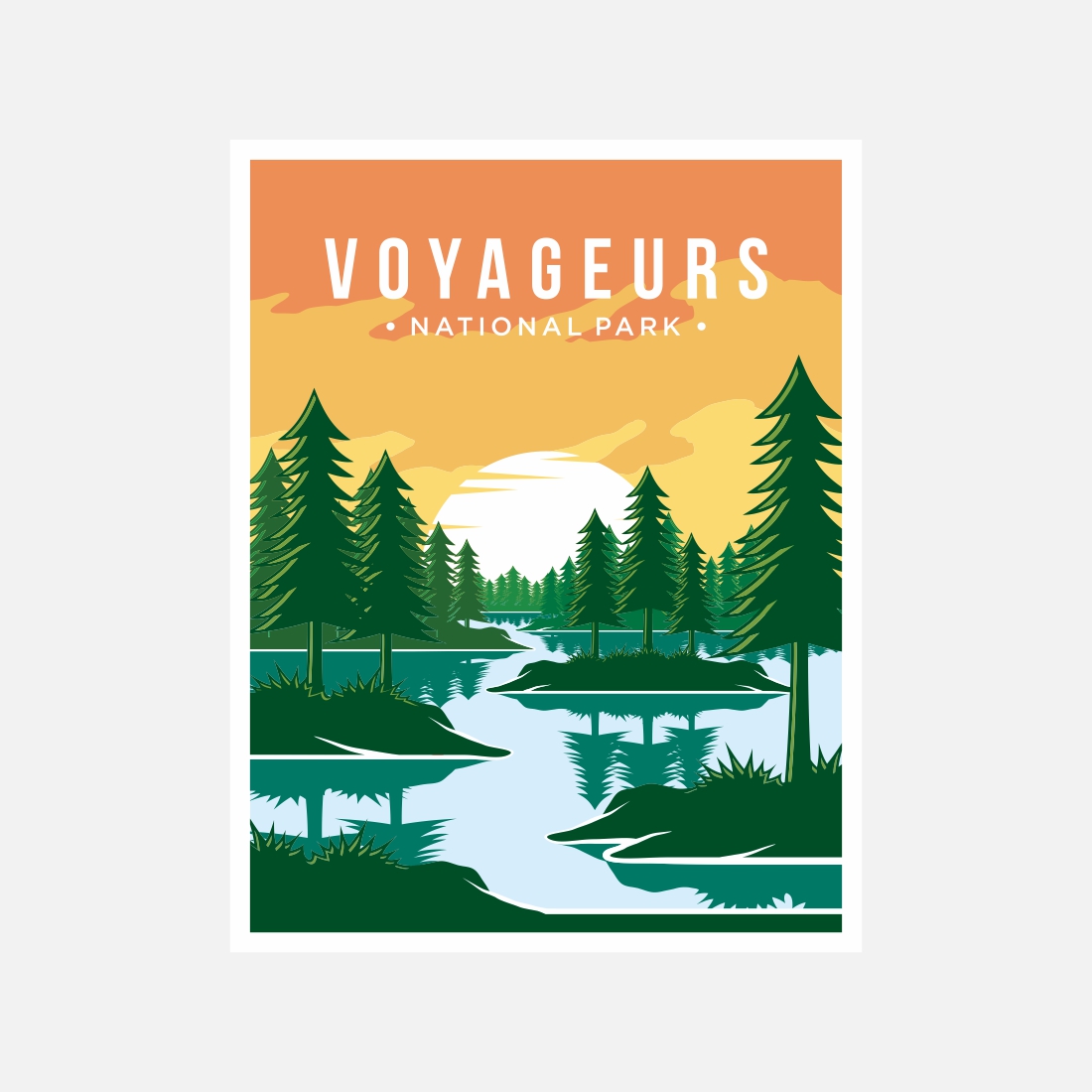Voyageurs National Park poster vector illustration design – Only $8 preview image.