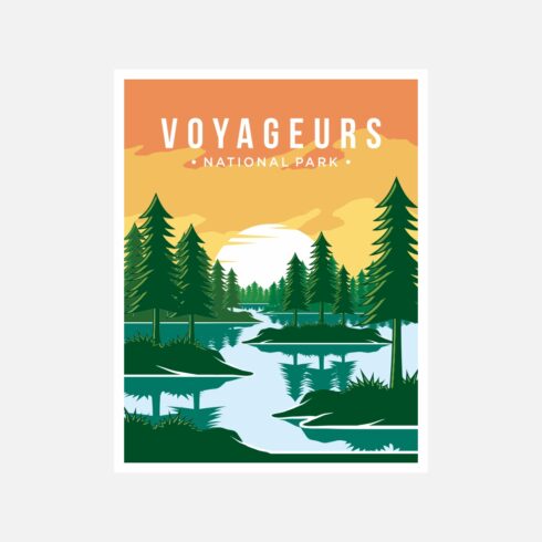Voyageurs National Park poster vector illustration design – Only $8 cover image.