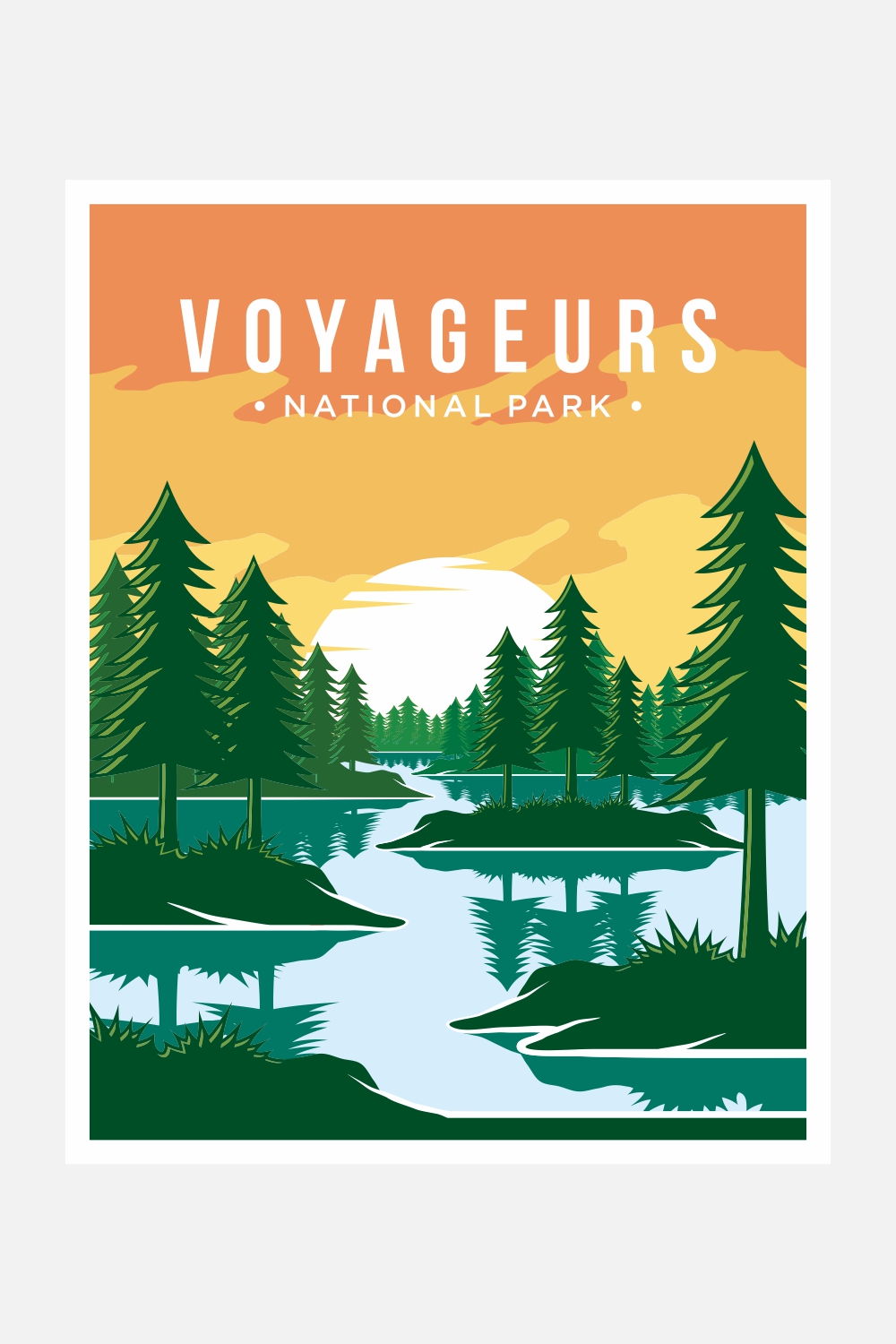 Voyageurs National Park poster vector illustration design – Only $8 pinterest preview image.
