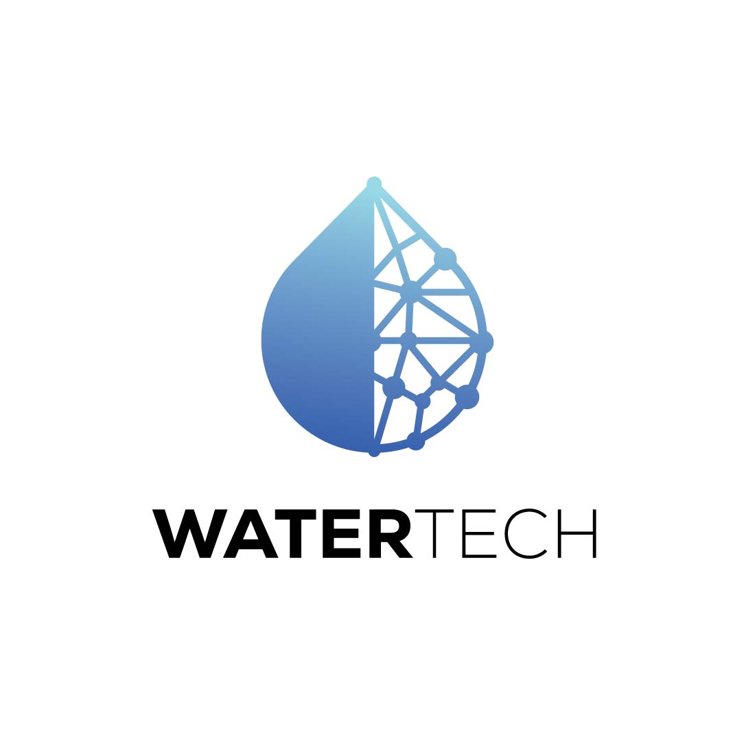 Professional Water Drop Technology Logo design preview image.