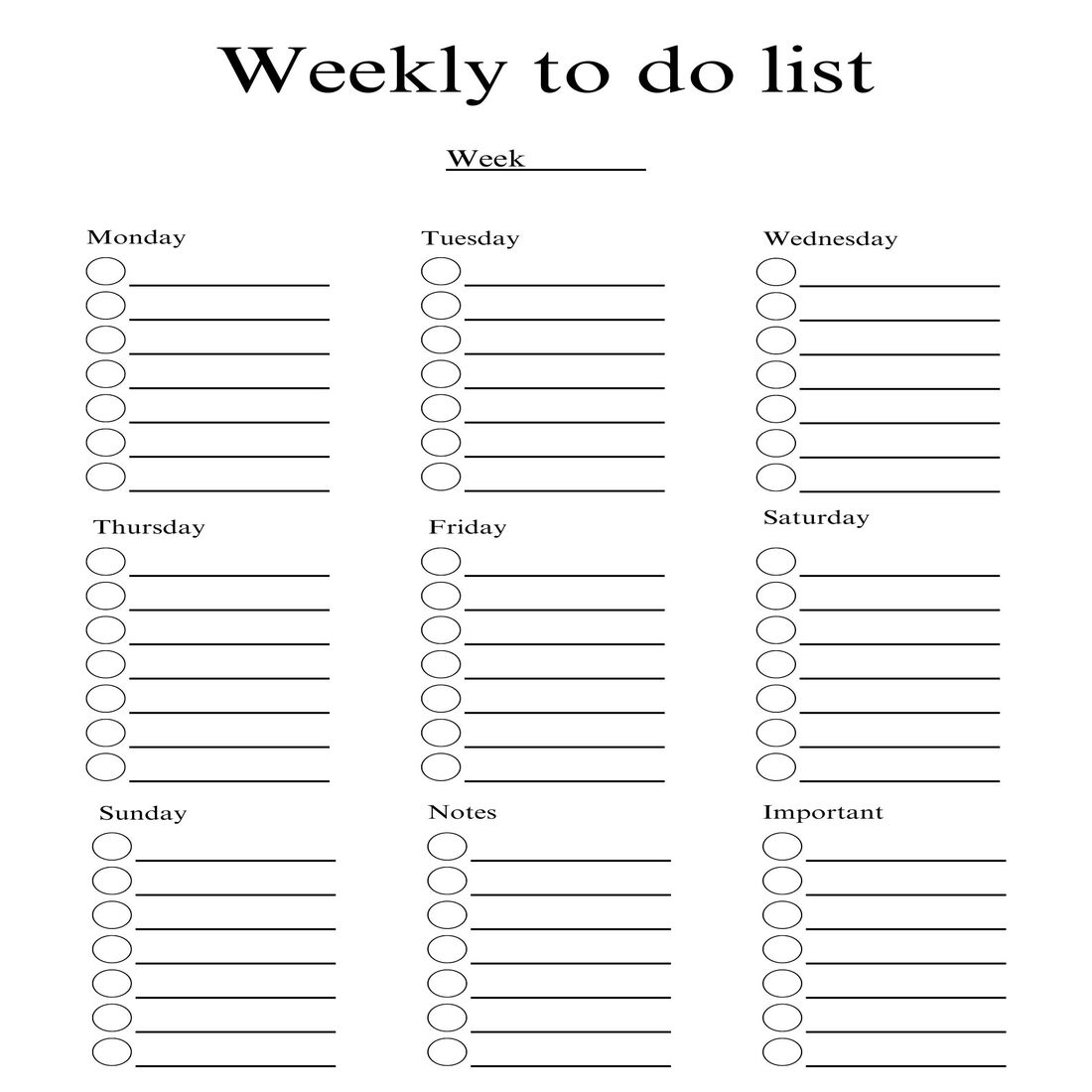 Weekly to do list preview image.