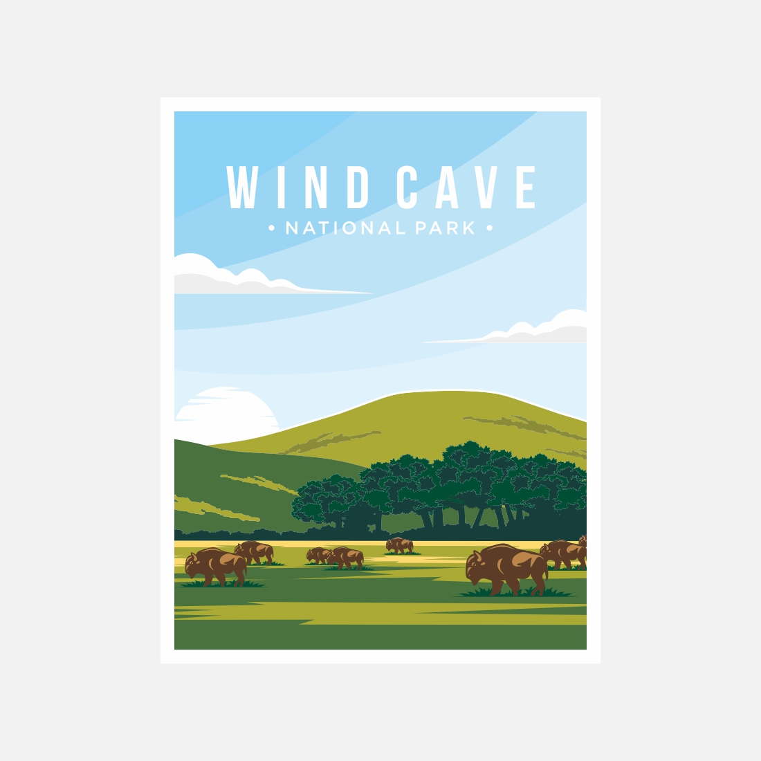 Wind Cave National Park poster vector illustration design – Only $8 cover image.
