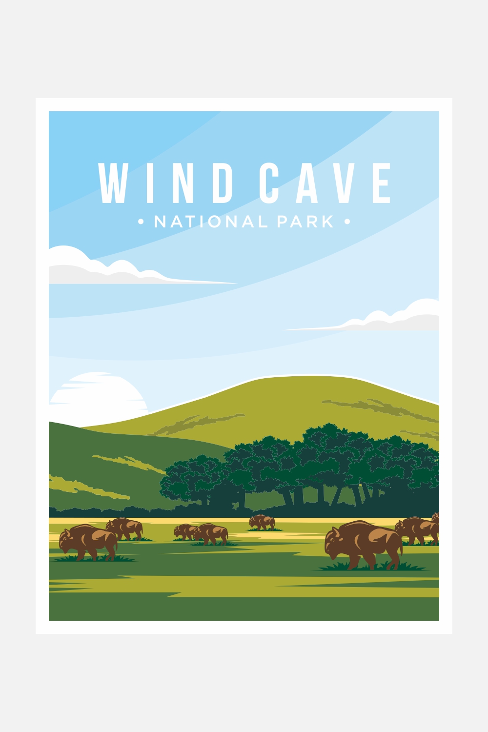 Wind Cave National Park poster vector illustration design – Only $8 pinterest preview image.