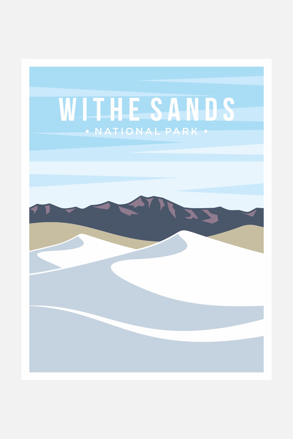 White Sand National Park poster vector illustration design – Only $8 pinterest preview image.