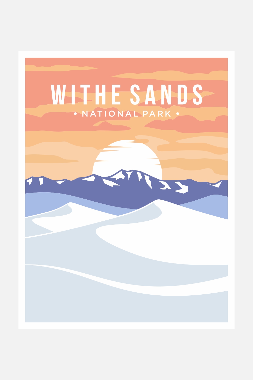 White Sand National Park poster vector illustration design – Only $8 pinterest preview image.