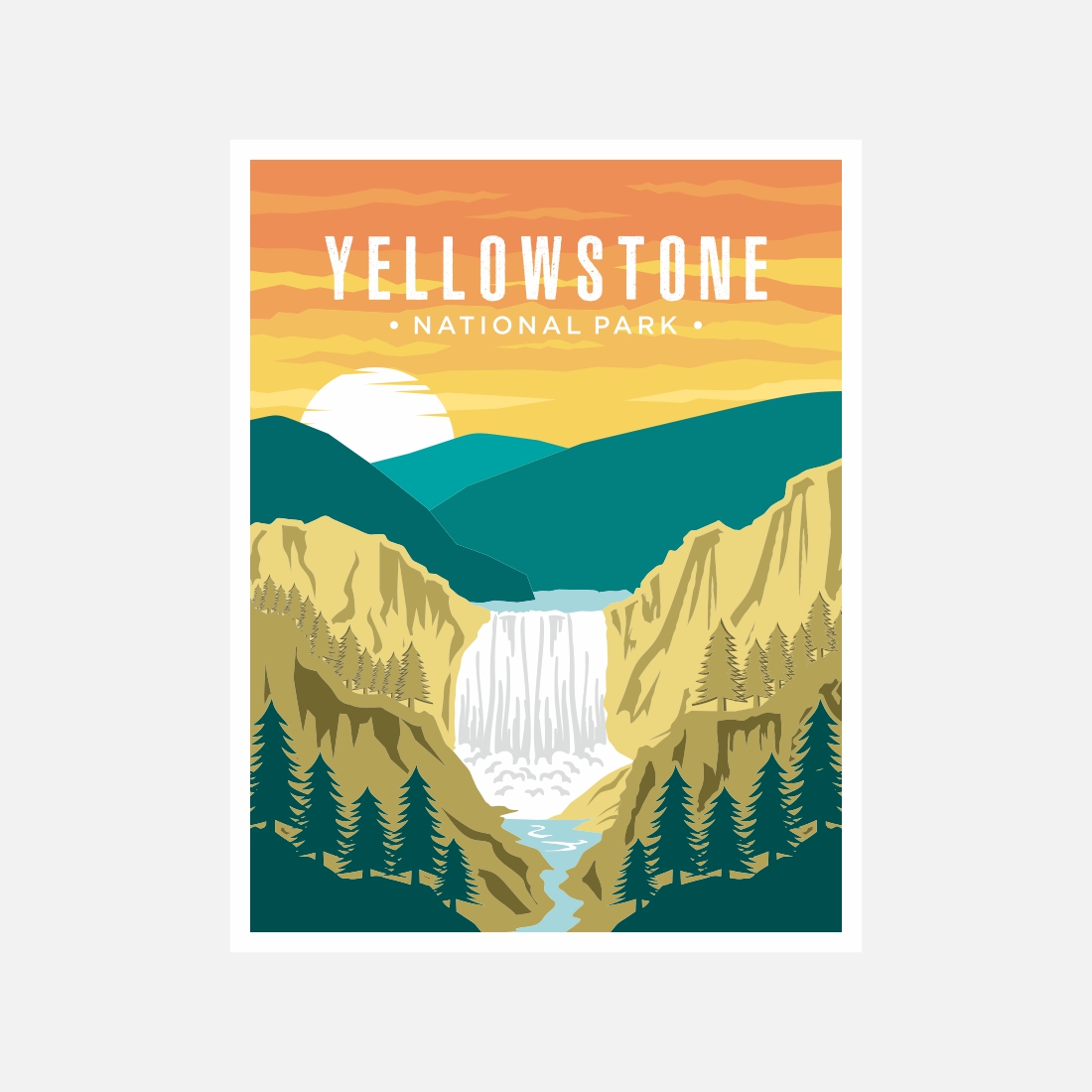 Yellowstone Falls National Park poster vector illustration design – Only $8 cover image.