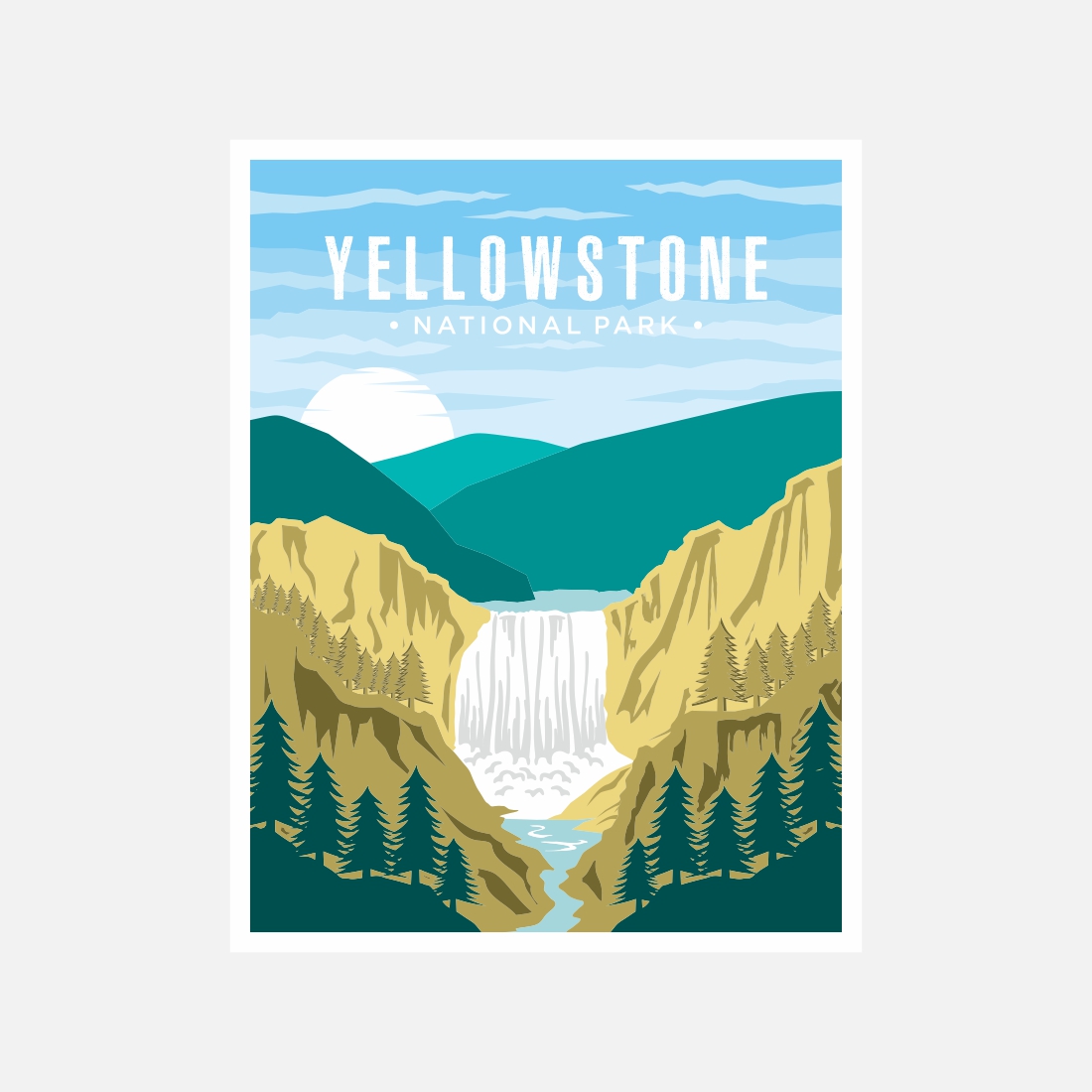 Yellowstone Falls National Park poster vector illustration design – Only $8 preview image.