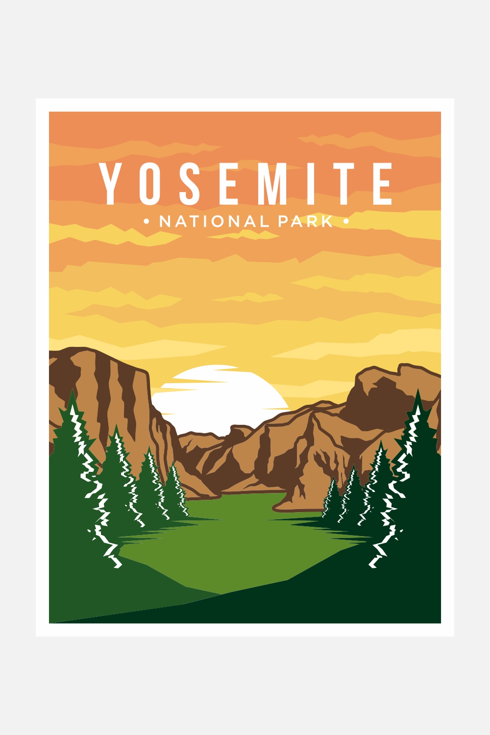 Yosemite National Park poster vector illustration design – Only $8 pinterest preview image.