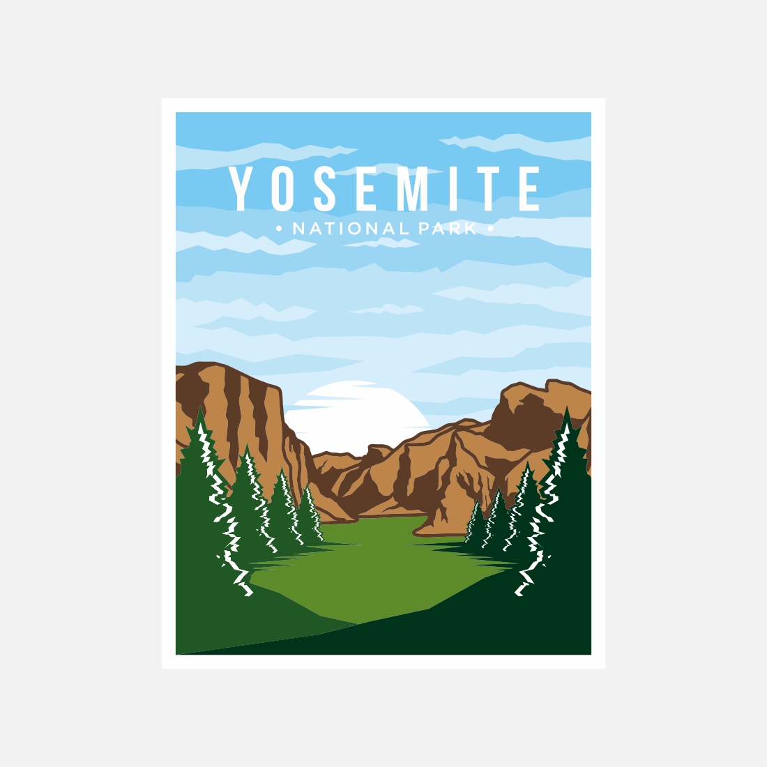 Yosemite National Park poster vector illustration design – Only $8 preview image.