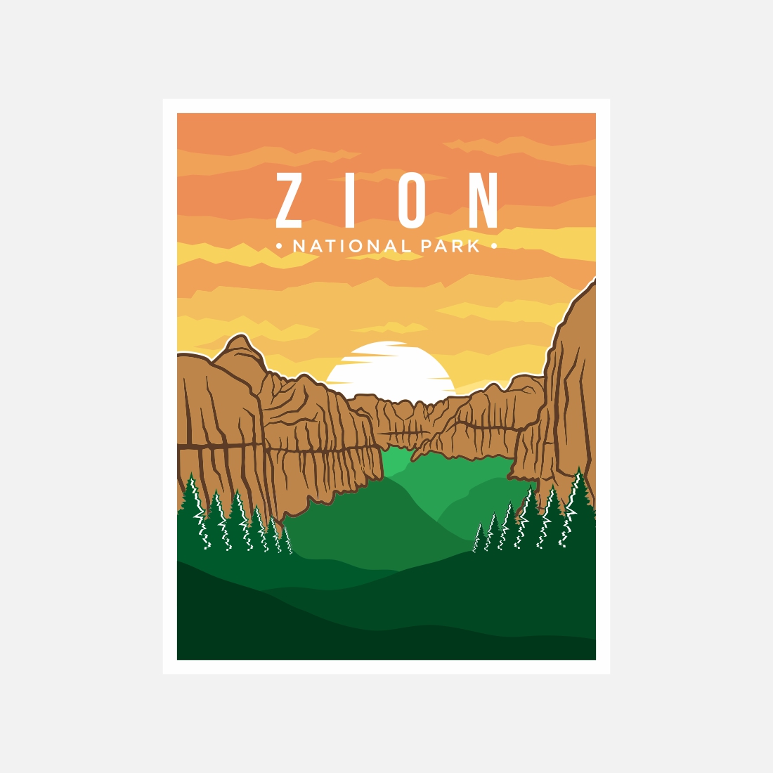 Zion National Park poster vector illustration design – Only $8 preview image.