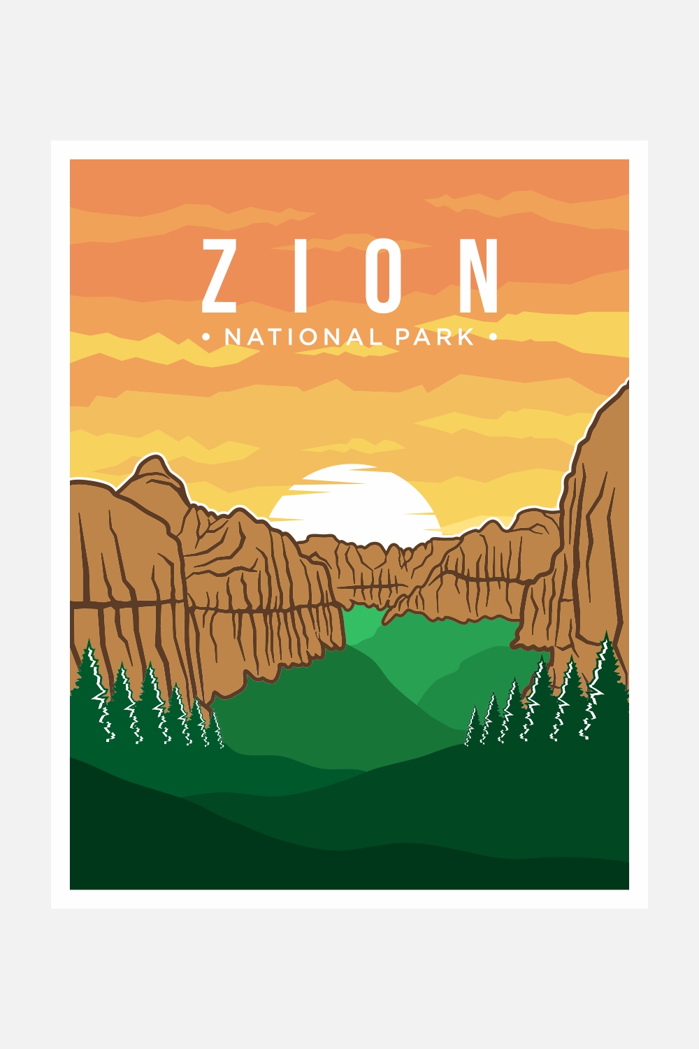 Zion National Park poster vector illustration design – Only $8 pinterest preview image.
