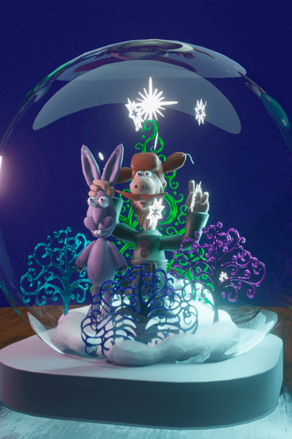 Crystal Christmas Ball with "Last Year's Snow" Character Design pinterest preview image.