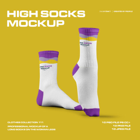 10 Mockups High Socks in the 3D Style cover image.