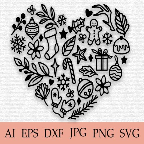 Christmas SVG Heart , Christmas SVG, Merry Christmas SVG, Christmas Ornaments svg, Winter svg, Santa svg, Funny Christmas svg Cricut cover image.