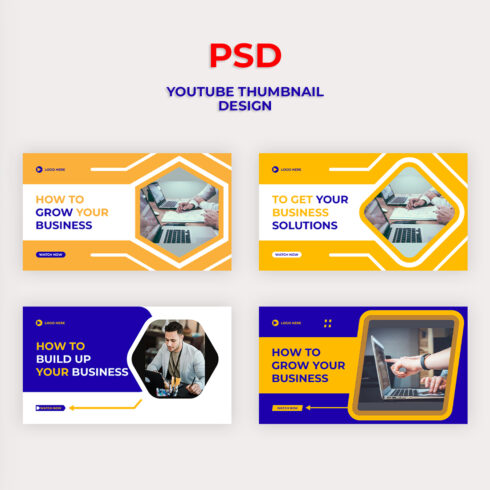 Business YouTube Thumbnail in PSD cover image.