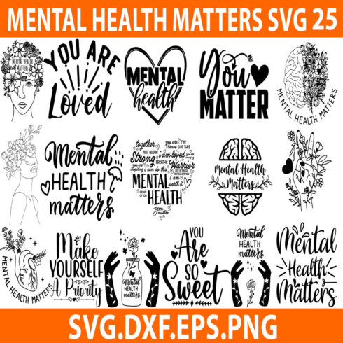 Mental Health Svg Bundle, Inspirational Svg, Positive Affirmations Svg, Motivational Svg, Hope Svg, Mental Health Awareness, Cricut Png cover image.