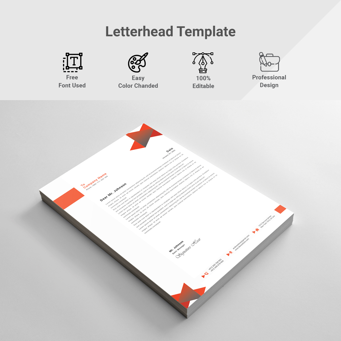 Letterhead Template Design cover image.