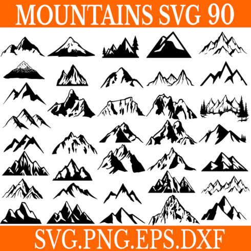 90+ Mountains Bundle Svg, Mountain hand drawn, Forest Tree svg, File For Cricut, For Silhouette, Cut Files, Png, Dxf, Svg, Eps Files cover image.