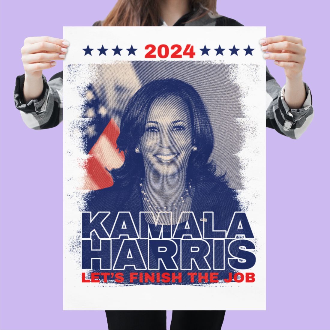 2024 Kamala Harris Let's Finish The Job Shirt Sublimation Design, President Kamala Harris 2024 Shirt PNG, Kamala Harris cover image.