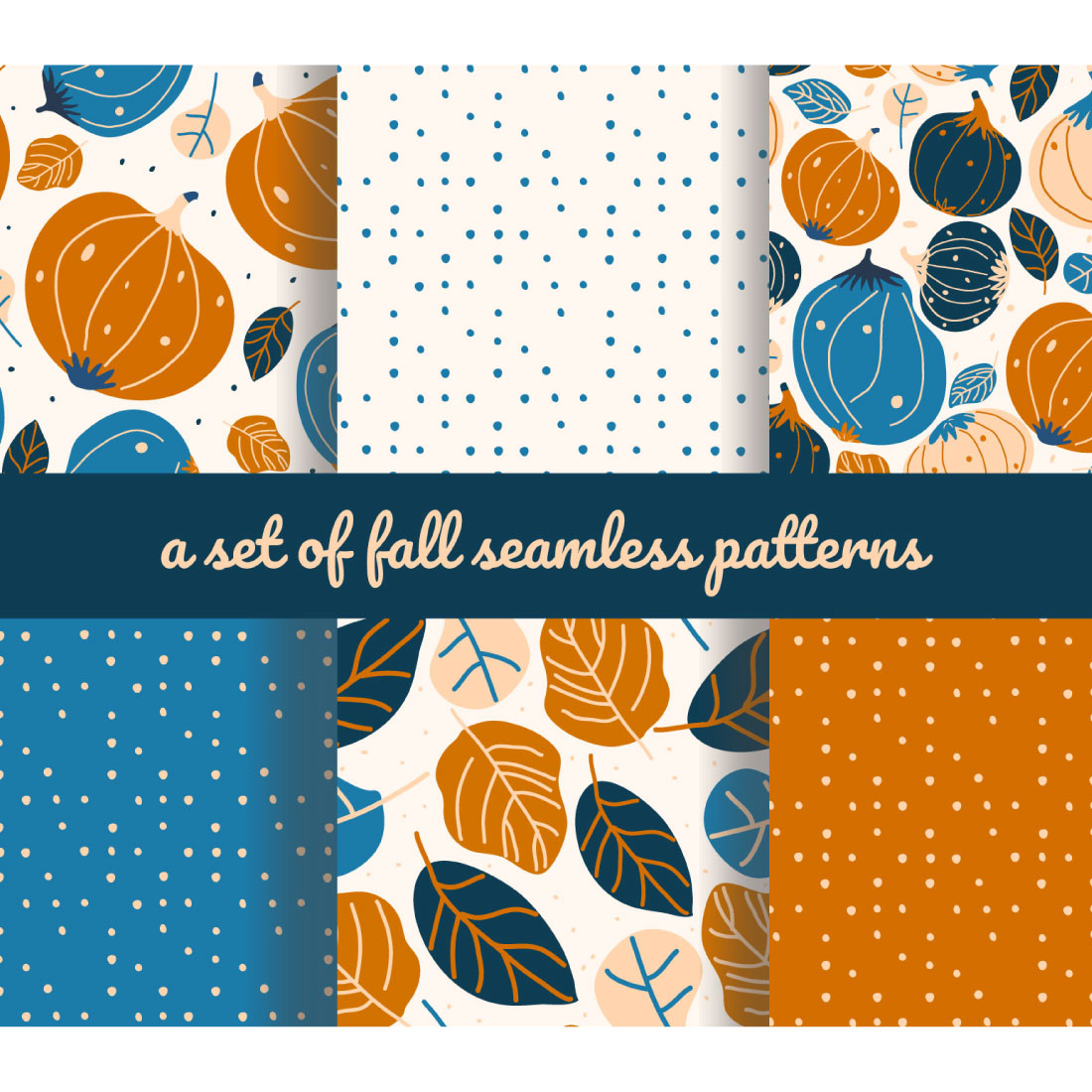 a set of autumn seamless patterns cover image.