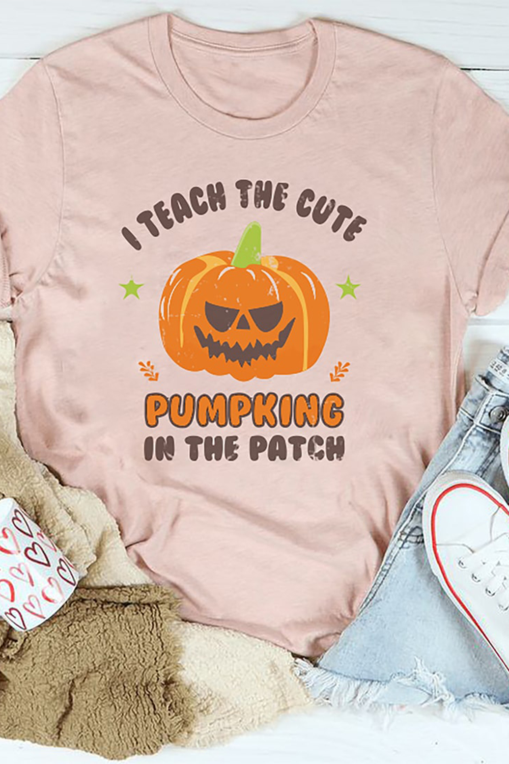Halloween Pumpking Tshirt Design pinterest preview image.