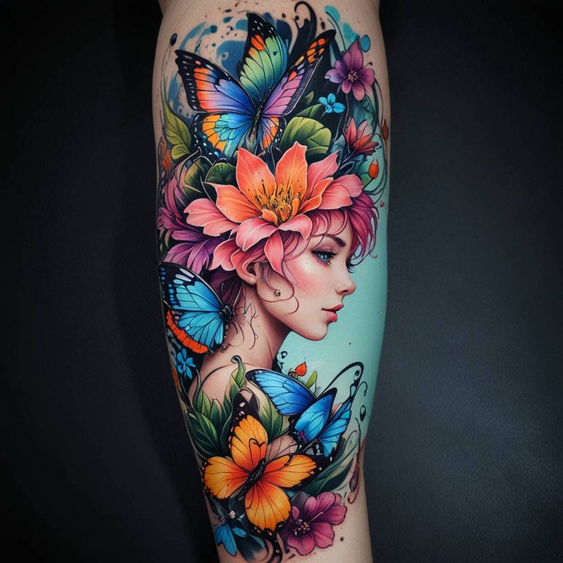 Tattoo Set #5 – Girl, Flowers, Butterflies (52 Sketch) cover image.