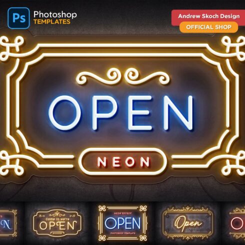 Neon Logo Mockups cover image.