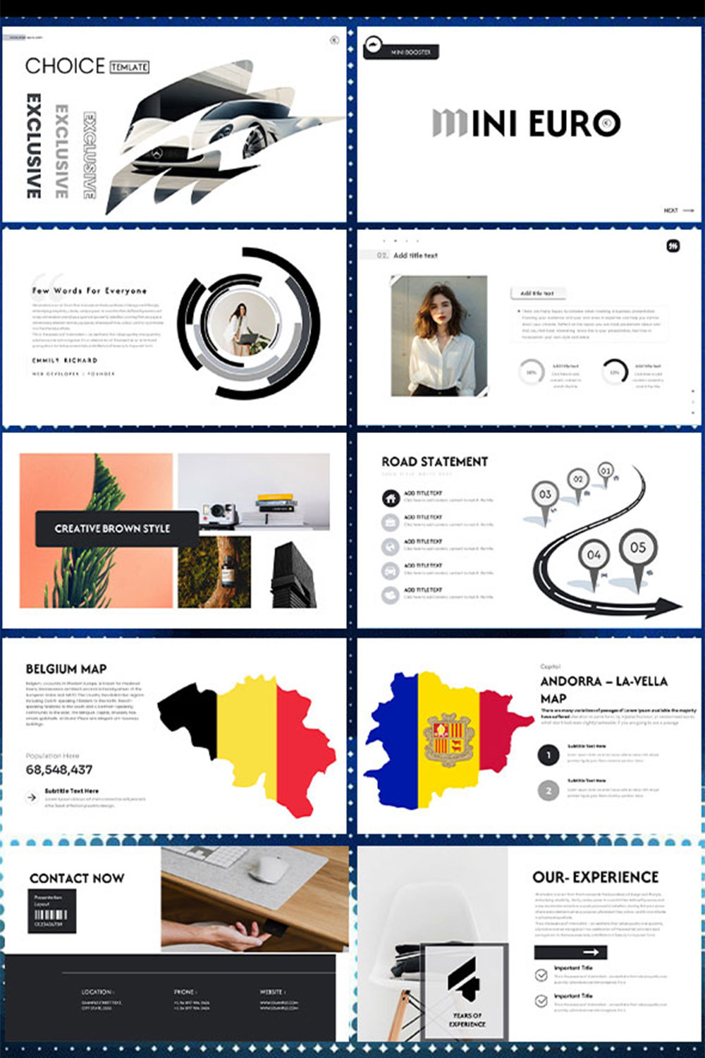 Mini Euro Minimal Google Slide Template pinterest preview image.