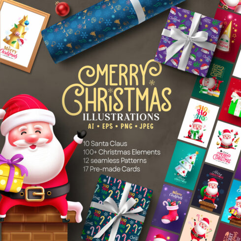 Funny Christmas Santa Illustration Bundle cover image.