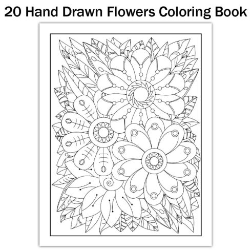 Hand Drawn Flowers Coloring Book cover image.