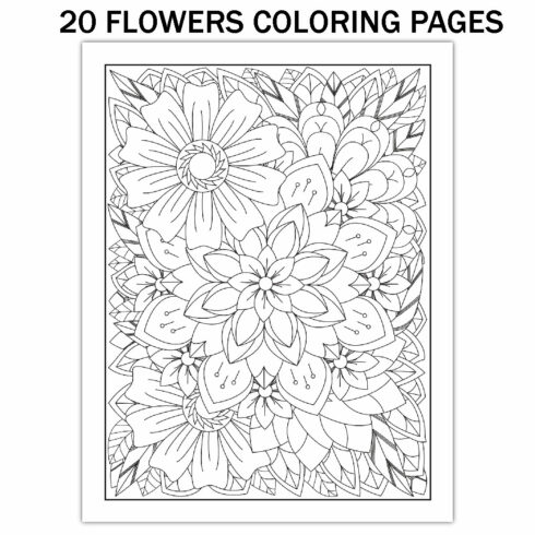 Hand Drawn Flowers Coloring Book cover image.