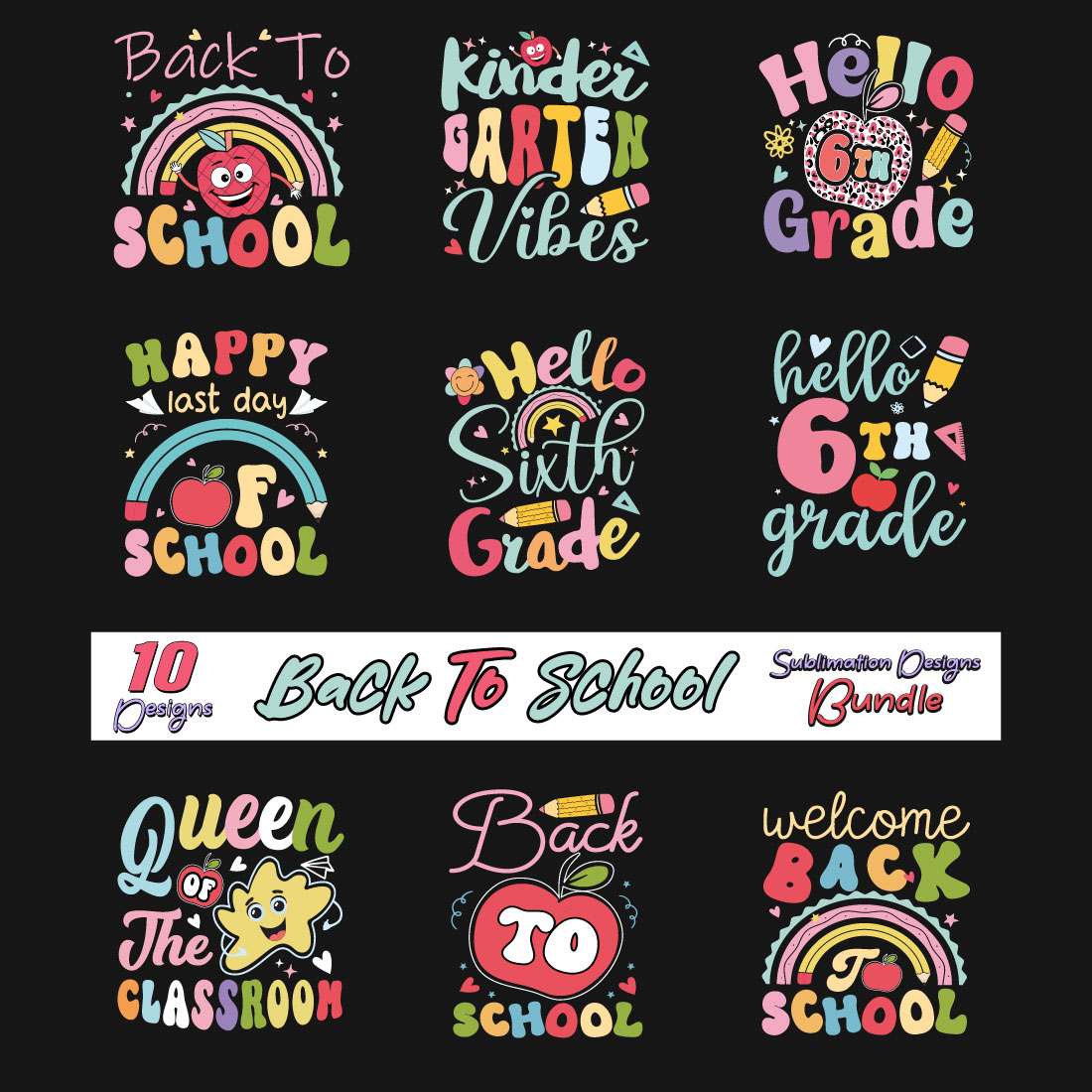 Back to School Sublimation Bundle 5 preview image.