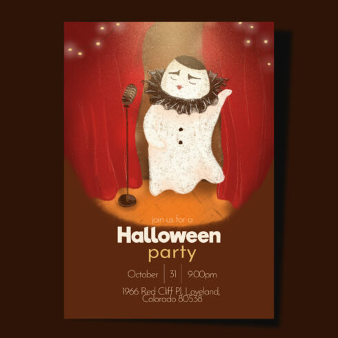 invitations to a Halloween party with a ghost cover image.