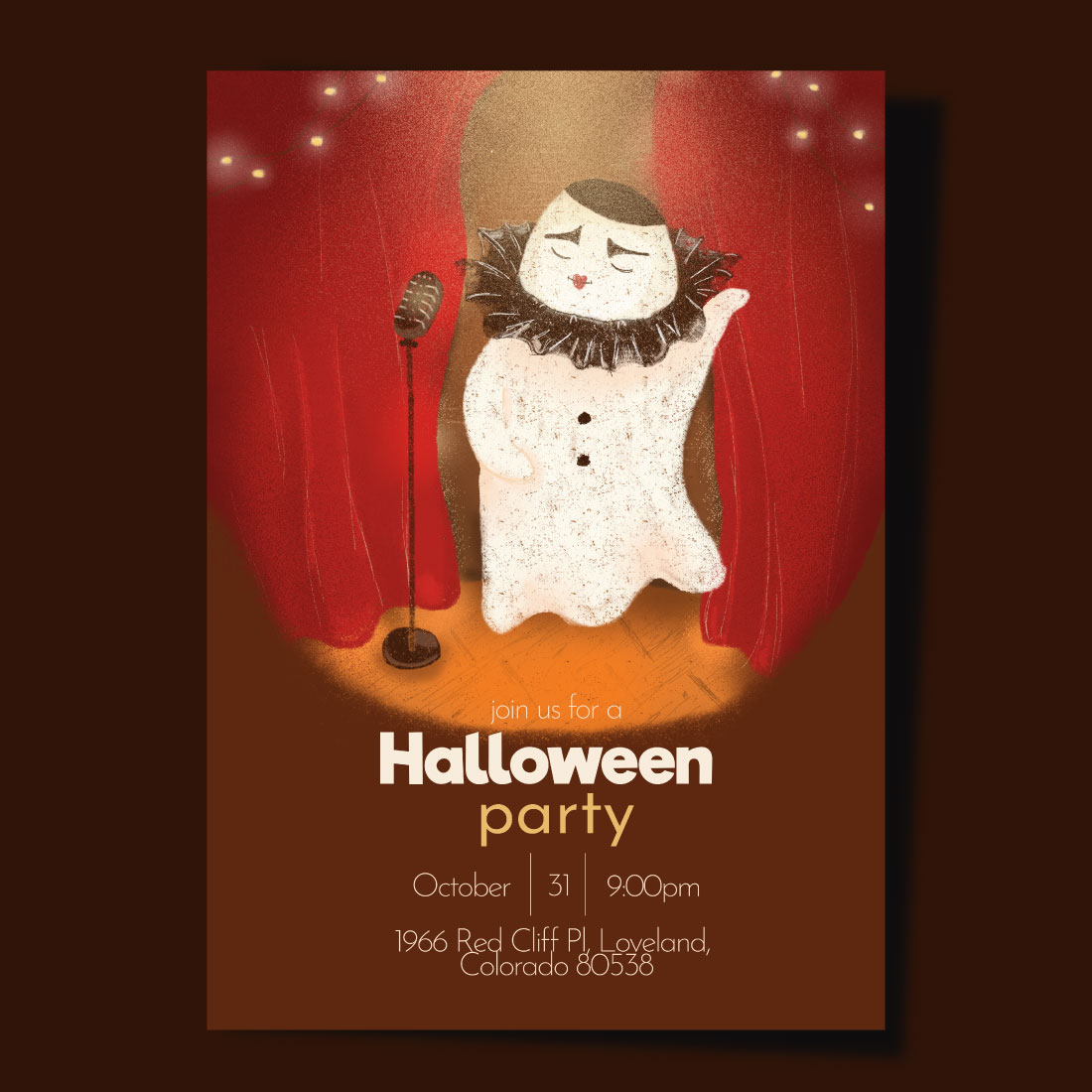 invitations to a Halloween party with a ghost cover image.